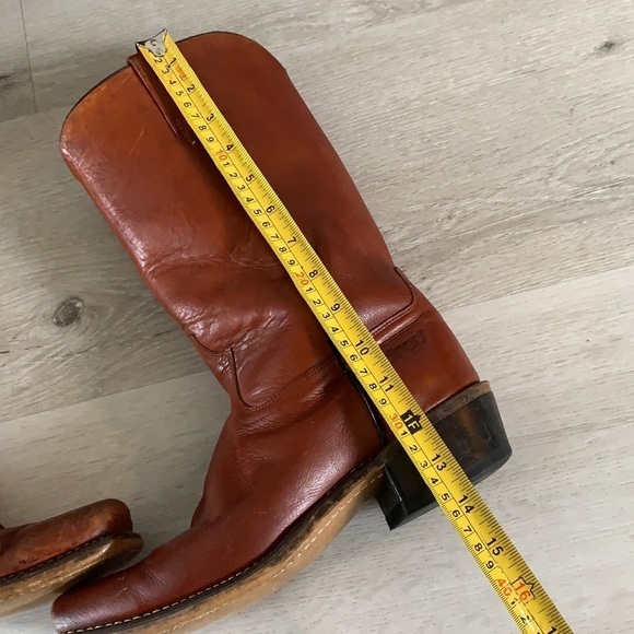 Vintage Dingo leather Boots 9 1/2 EW made in USA brown western cowboy festival - Picture 10 of 16